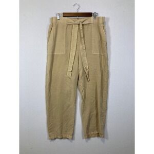 Jane + Delancey Lyocell Tie Waist Pants Women L Khaki Tan Utility Pocket Trouser